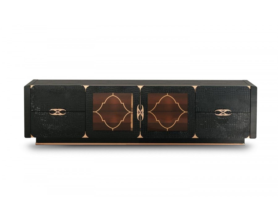 Jubilee – Talon Modern TV Stand in Black Crocodile/Rosegold