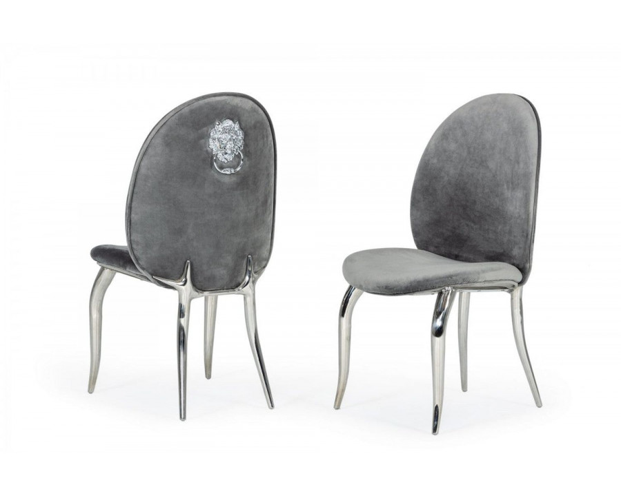 Jubilee – Constance Modern Velvet Dining Chair Set of 2 in Gray, Velour