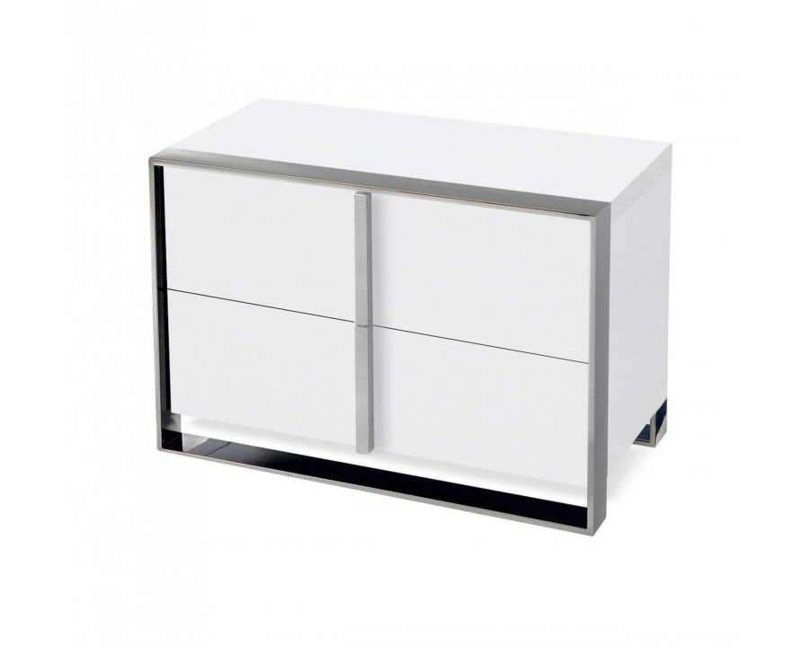 Jubilee – Apede Modern Nightstand in White, Stainless Steel