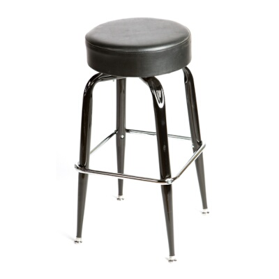 Oak Street SL2135-BLK – Swivel Bar Stool, upholstered seat, single chrome ring, black vinyl