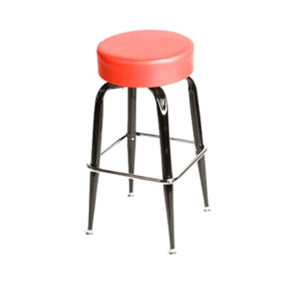 Oak Street SL2135-RED – Swivel Bar Stool, upholstered seat, single chrome ring, red vinyl