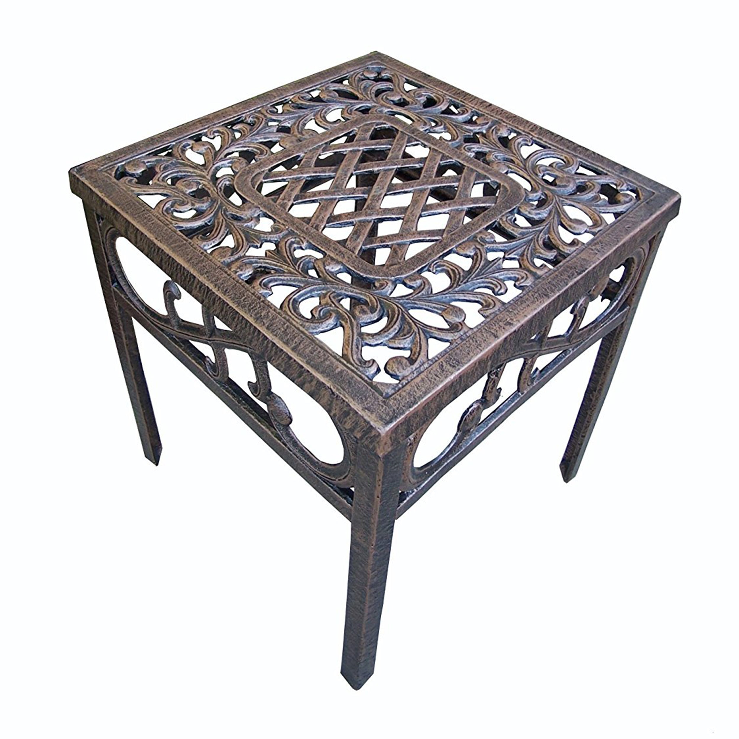 Antique Bronze Cast Aluminum 18-in Square Patio Side End Table