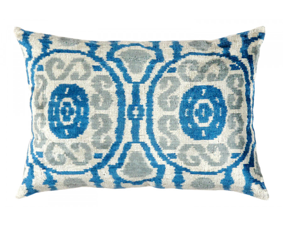 Pasargad – Ikat Velvet Pillow Blue Color