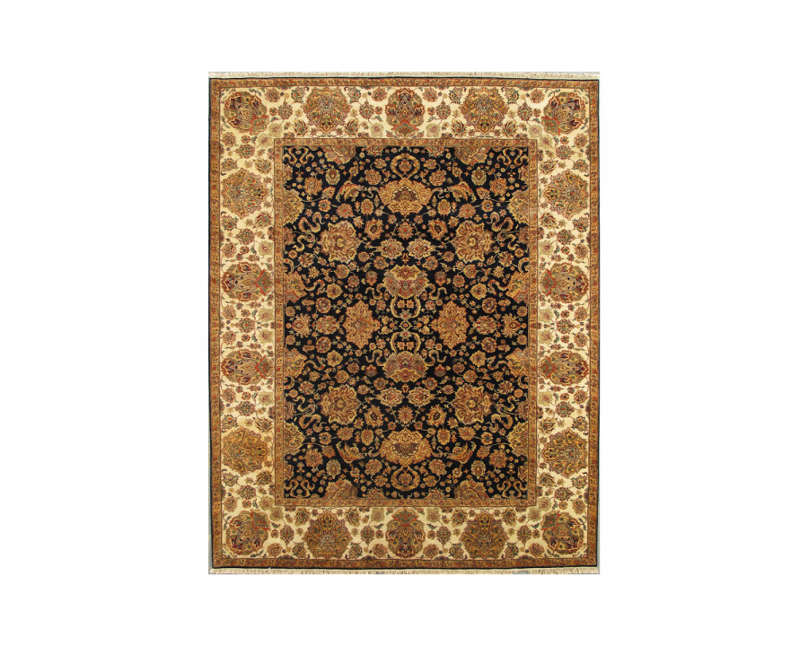 Pasargad – Agra Collection Hand-Knotted Lamb’s Wool Area Rug 108” x 146” (PH-375 NVY 9X12)