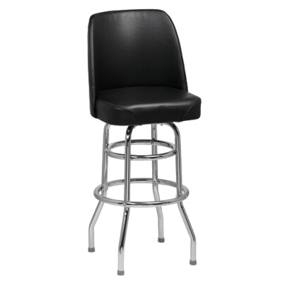 Royal ROY 7722 B – Bucket Bar Stool, high back, swivel seat, black vinyl, (Case of 2)