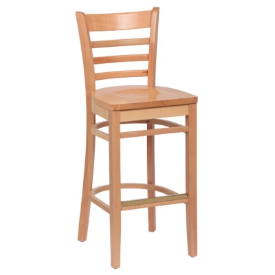 Royal ROY 8002 N – Bar Stool, ladder back, 43-3/8″H, hardwood seat, natural finish