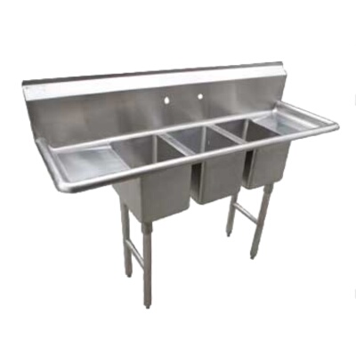 Serv-Ware CS3CWP1410218 – Sink, three compartment, 70″W x 19-1/2″D, 18″ drainboards on left & right