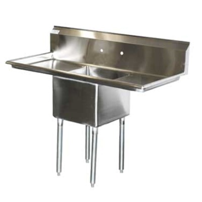 Serv-Ware D1CWP18182-18 – One Compartment Sink, 54″W x 23-1/2″D, 18″ drainboards on left & right