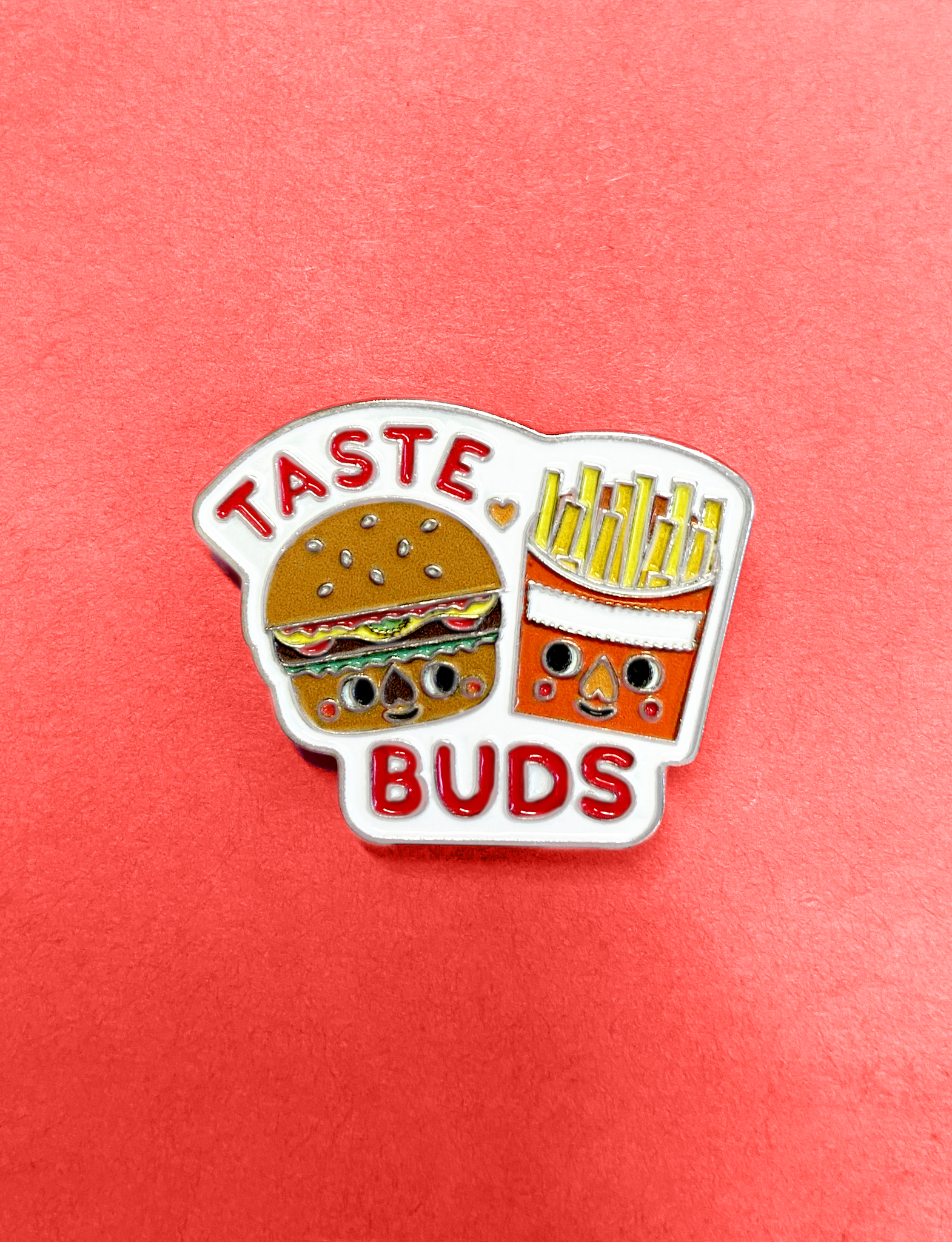 New! Burger & Fries Taste Buds Soft Enamel Pin