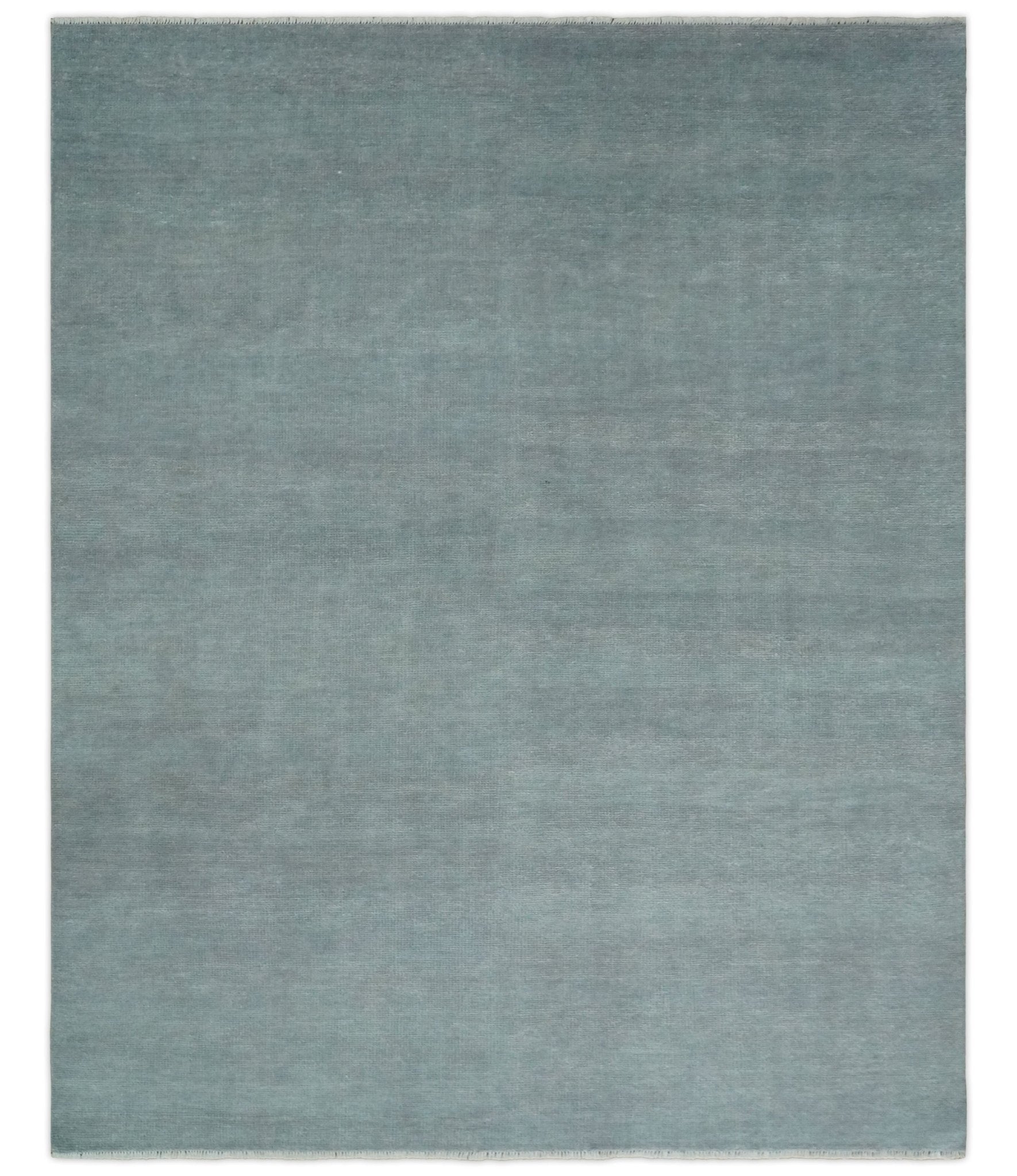 Solid Gray Hand knotted Modern look Custom Made wool Area Rug