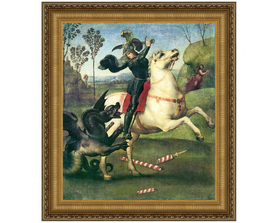 Toscano – Saint George Fighting the Dragon Framed Canvas Replica Painting