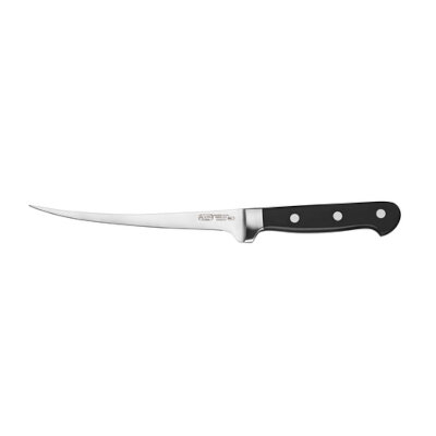 Winco KFP-74 – Fillet Knife, 7″ blade, flexible, curved, German high carbon stainless steel, black