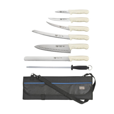 Winco KWP-KIT1 – Knife Set, 9-pc Set, stamped, high carbon, no-stain German steel, white