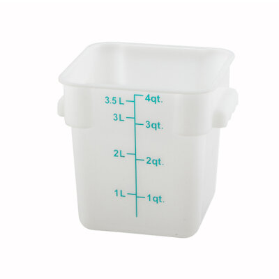 Winco PESC-4 – Storage Container, 4 qt., 7-1/8″ x 8-5/8″ x 7-3/8″H, square, white