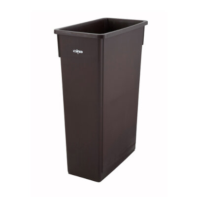 Winco PTC-23B – Slender Trash Can, 23 gallon, 20-1/8”L x 10-7/8”W x 29-7/8”H, brown