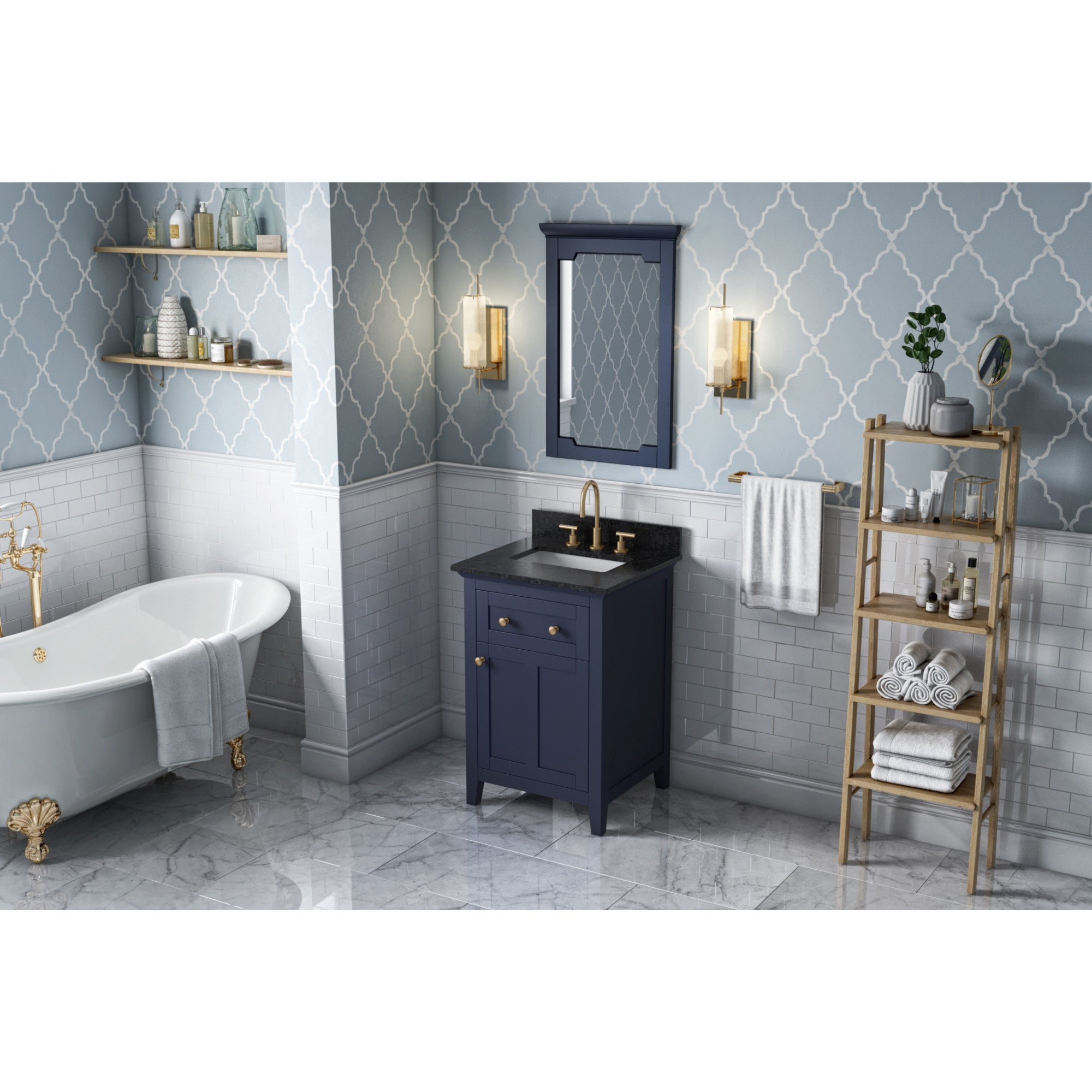 JEFFREY ALEXANDER VKITCHA24BLBGR 24″ Hale Blue Chatham Vanity, Black Granite Vanity Top, undermount rectangle bowl – Hale Blue